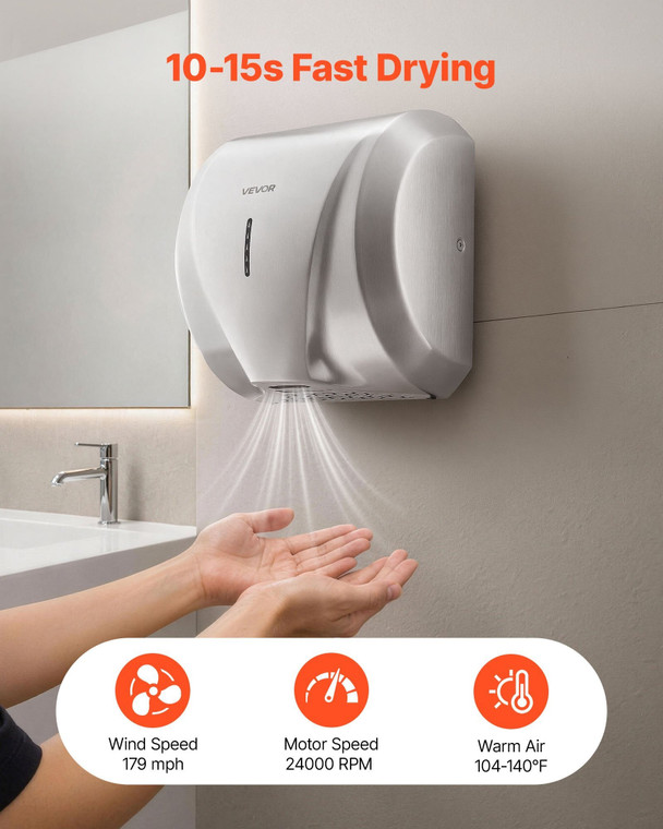 Hand Dryer, 2 Pack 1800W Bathroom Air Hand Dryer, Automatic High Speed with HEPA Filter, Fast Dryin E415-BGSGSJBXGLSZO7V2D001V1