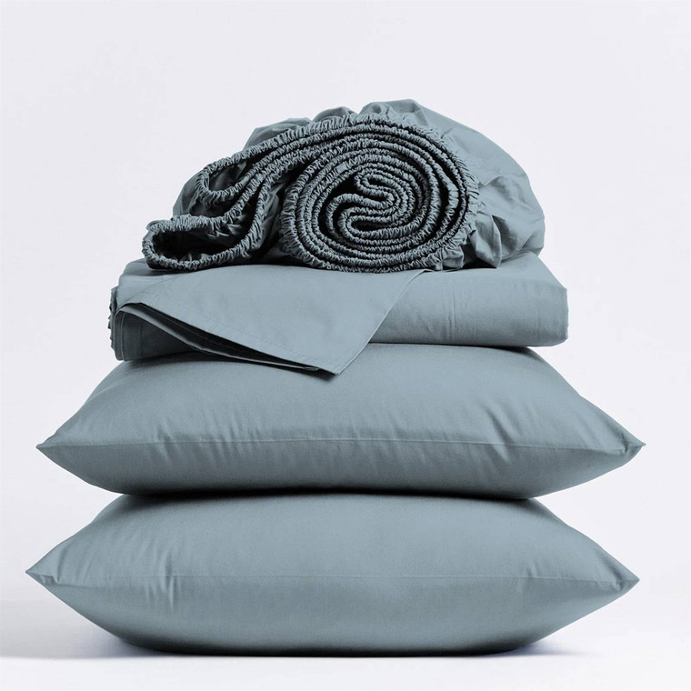 Full size Aqua Blue 100-Percent Certified Organic Cotton Sheet Set Q280-FLOCSA569158745