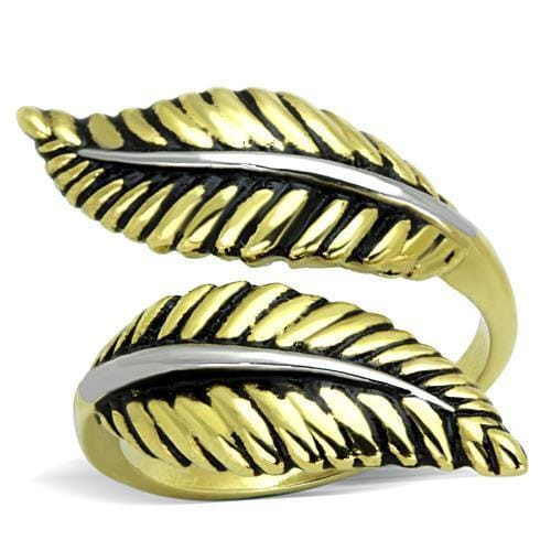 TK1707 - Two-Tone IP Gold (Ion Plating) Stainless Steel Ring with Epoxy  in Jet A874-TK1707