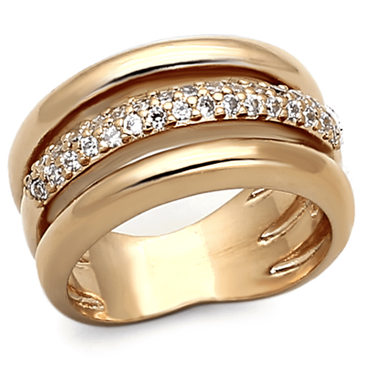 LOA900 - Rose Gold Brass Ring with AAA Grade CZ  in Clear A874-LOA900