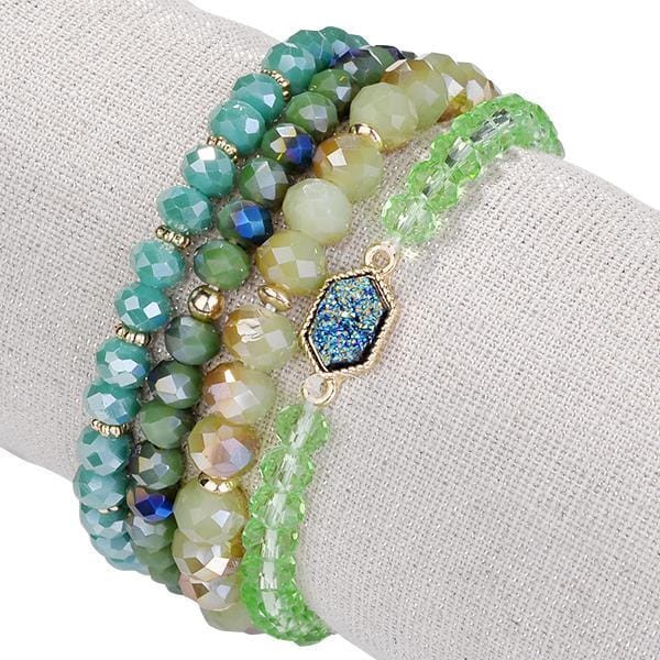 Color: JADE GREEN - Arm Candy Natural Stone And Glass Crystal Bracelets K290-14212341202979