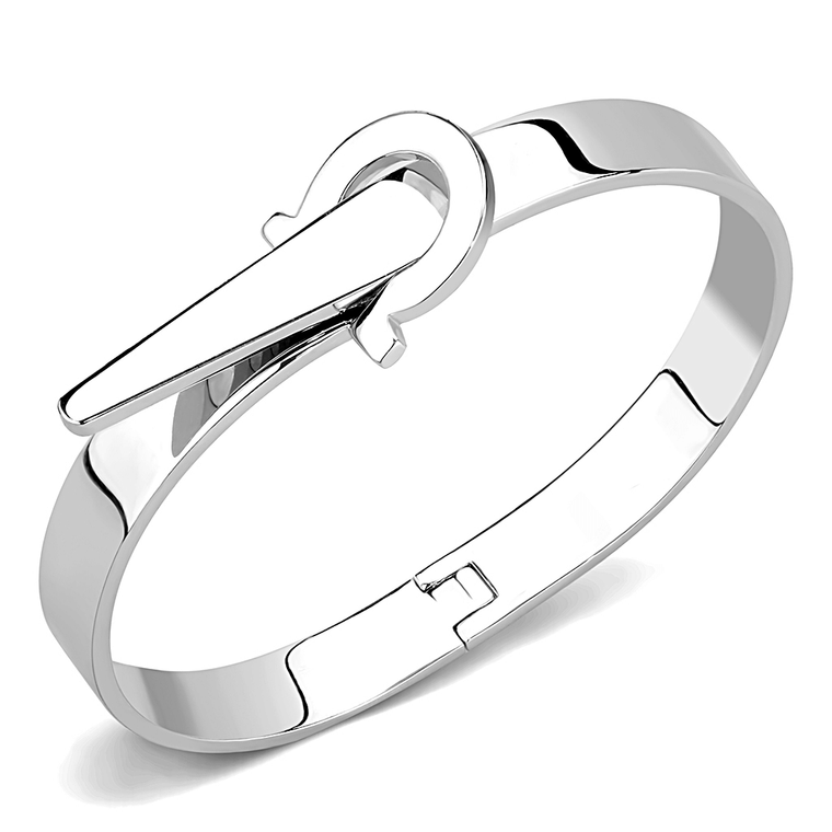 3W1409 - Rhodium Brass Bangle with No Stone A874-3W1409