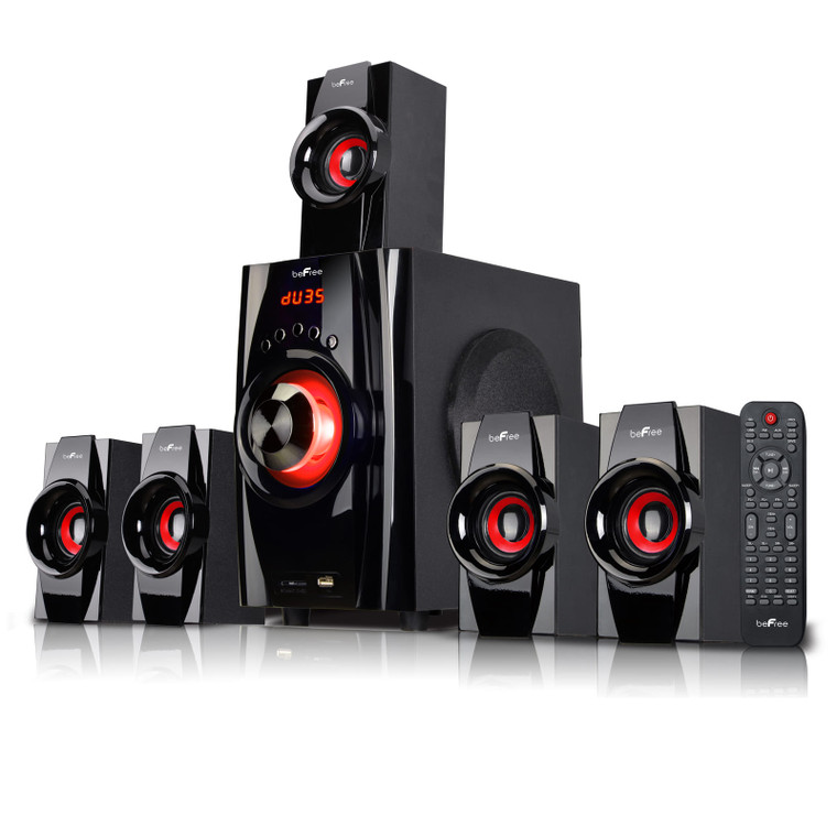 beFree Sound 5.1 Channel Surround Sound Bluetooth Speaker System- Red D970-BFS-410