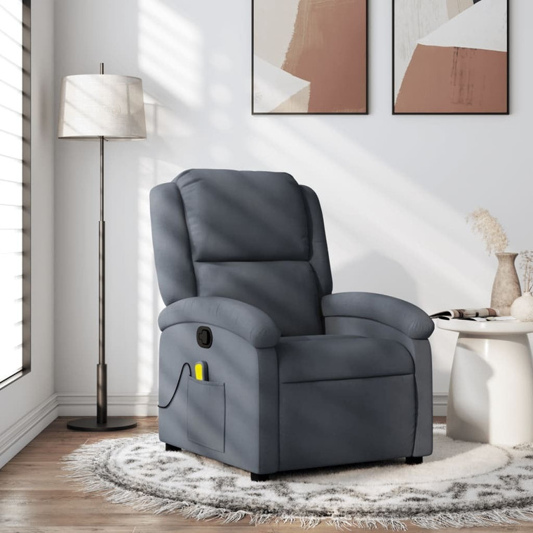  Massage Recliner Chair Dark Gray Velvet A949-371809