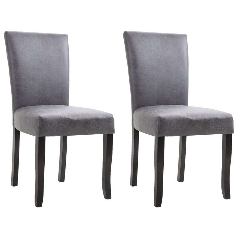  Dining Chairs 2 pcs Gray Faux Suede Leather A949-249292