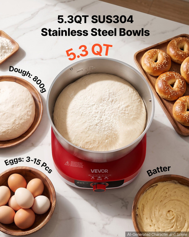 5.3 Qt Electric Dough Maker 500W Stand Mixer Removable Lid, Stepless Speed Adjustment Food Kitchen  E415-TMLSJBJXZSJBS669D001V1