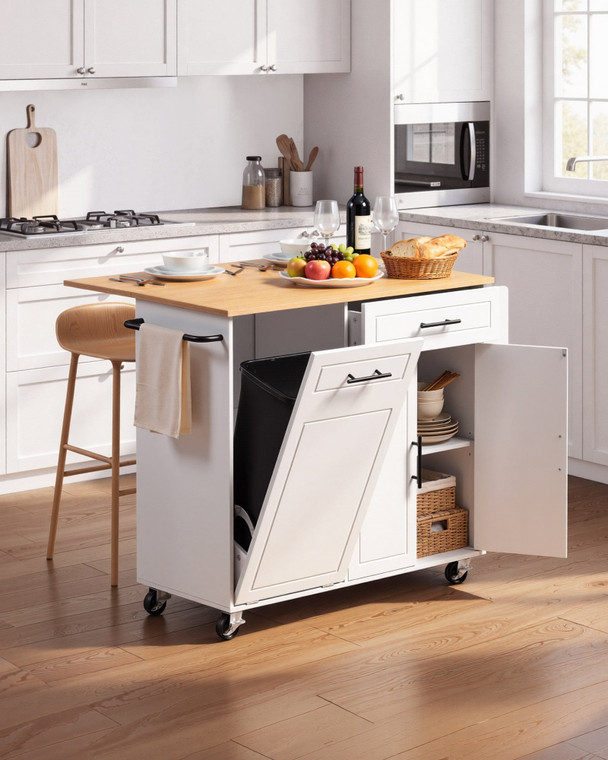 Kitchen Island Cart with Storage, 46.06 in Wide Mobile Rolling Storage Island on Swivel Wheels, wit E415-CFD1C3M10MKZIFL9W001V0