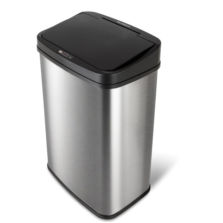 Black Top 13-Gallon Stainless Steel Kitchen Trash Can with Motion Sensor Lid Q280-BTWU8891
