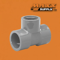 1" x 1/2" Schedule 80 PVC Reducing Tee, Gray, 802-130