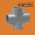 3" Schedule 80 PVC Cross, Gray, 820-030