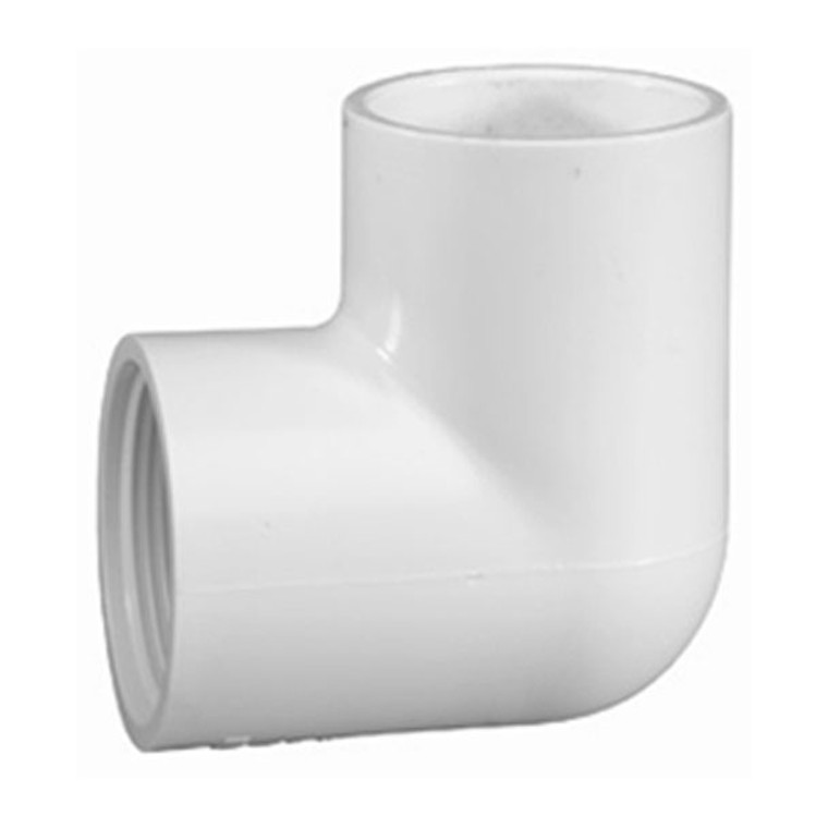 3/4" Schedule 40 PVC 90 Degree Elbow, White, 407-007