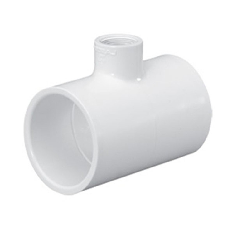 1" x 3/4" Schedule 40 PVC Reducing Tee, White, 401-131