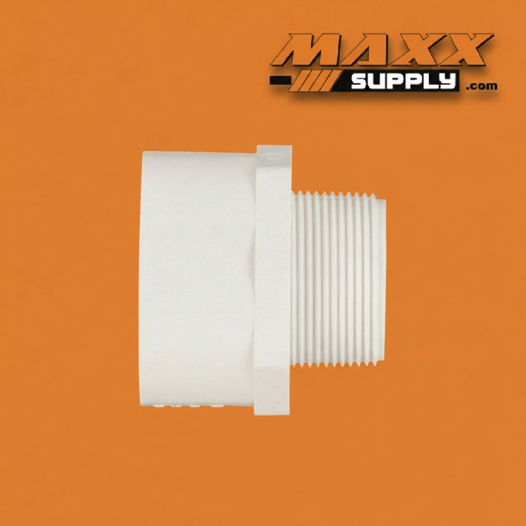 1" x 1 1/4" Schedule 40 PVC Reducing Male Adapter, White, 436-132