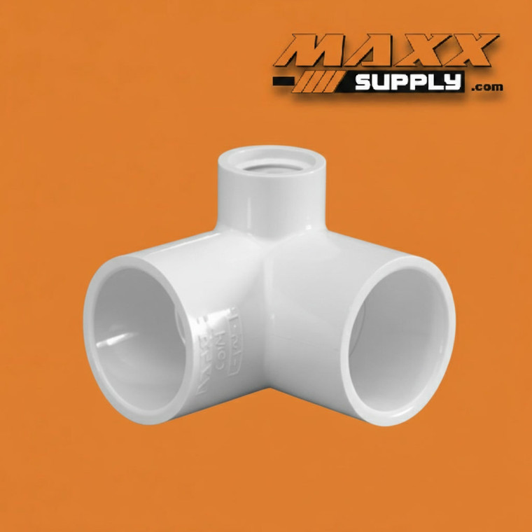 90 Degree Side Outlet Elbow Slip x Slip x FPT PVC Schedule 40 1" x 1" x 1/2" (414-130)