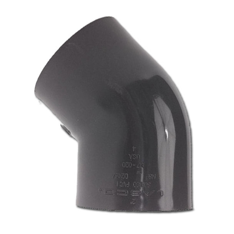 3/4" Schedule 80 PVC 45 Degree Elbow, Gray, 817-007