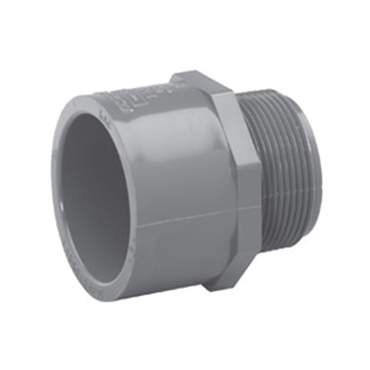 1 1/2" Schedule 80 PVC Male Adapter, Gray, 836-015