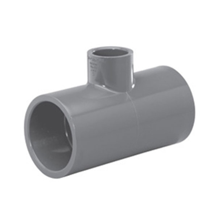 1 1/2" x 3/4" Schedule 80 PVC Reducing Tee, Gray, 801-210