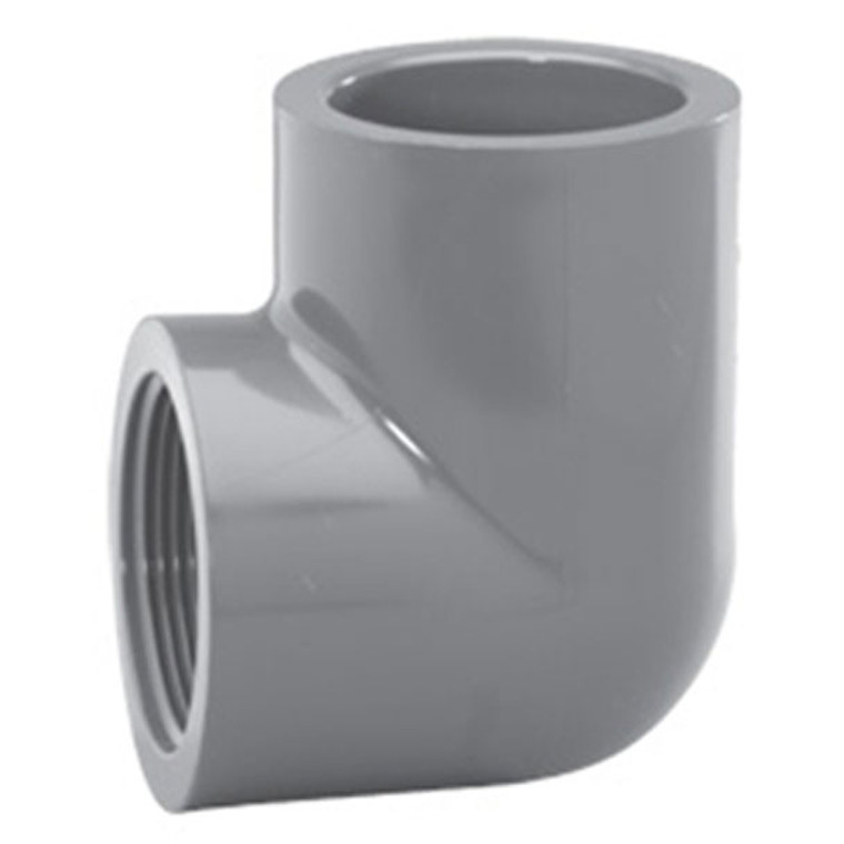 2" Schedule 80 PVC 90 Degree Elbow, Gray, 807-020