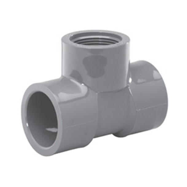 2" x 1 1/4" Schedule 80 PVC Reducing Tee, Gray, 802-250