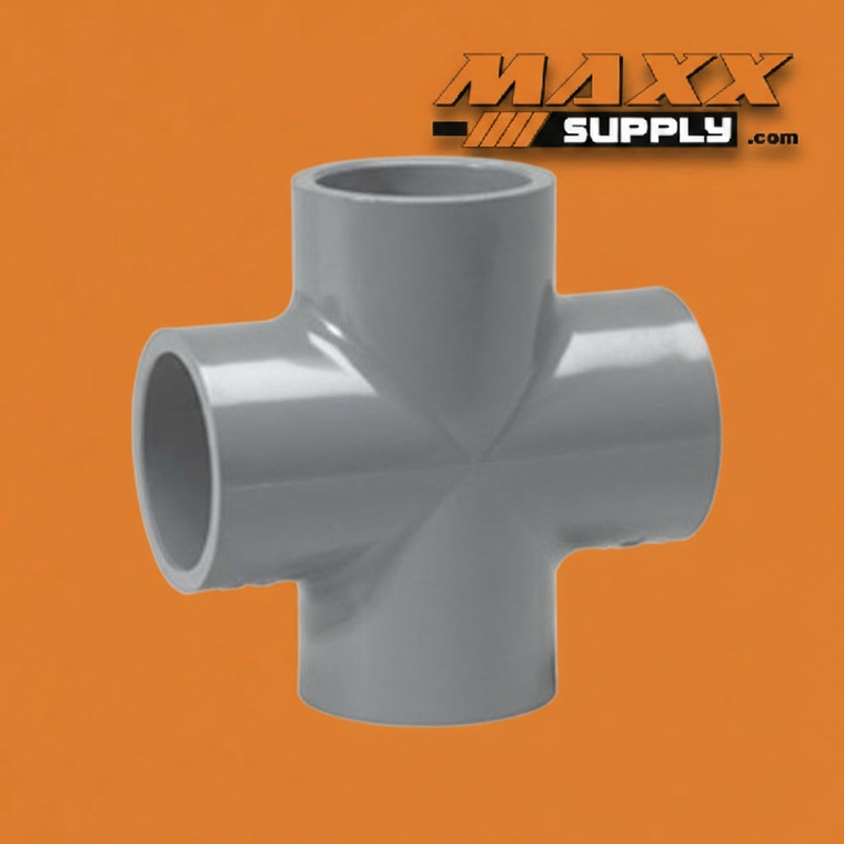 1 1/2" Schedule 80 PVC Cross, Gray, 820-015