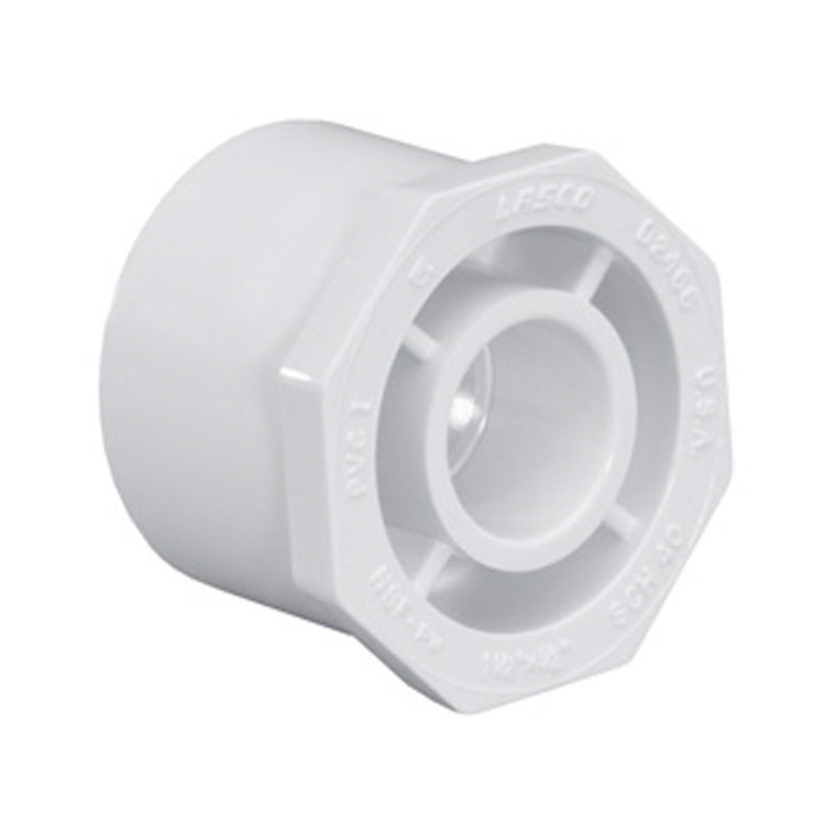 8" x 4" Schedule 40 PVC Reducing Bushing, White, 437-582