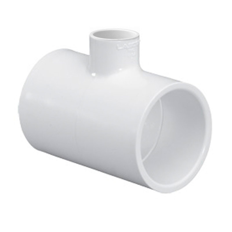 6" x 2" Schedule 40 PVC Reducing Tee, White, 402-528