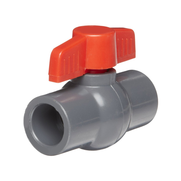 1/2" PVC Compact Ball Valve Grey Socket Ends- 1005GS