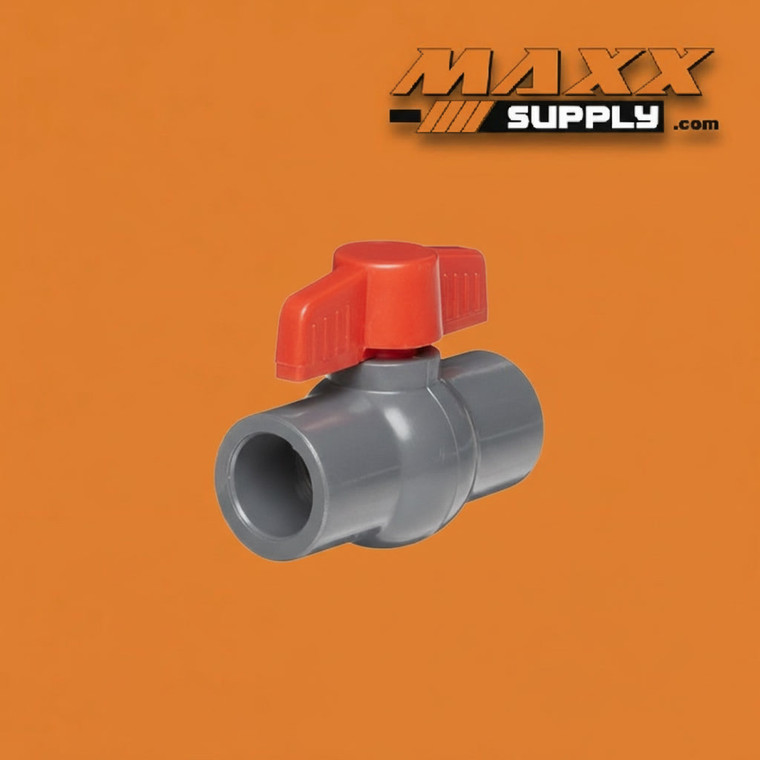 1/2" PVC Compact Ball Valve Grey Socket Ends- 1005GS