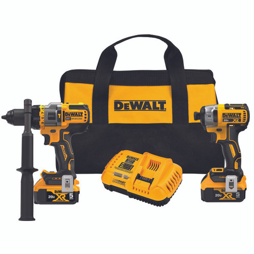 DeWALT DCK2100P2 Brushless Cordless Combination Kit, Tools: Hammer Drill/Driver and Impact Driver, 20 V, 5 Ah Li-Ion Battery