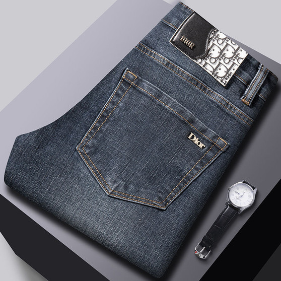 Dior men#039;s Jeans High-End European Slim Fit Tapered Cross-Bor