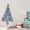 Christmas Tree Wall Decal Made From Holiday Words - Blue