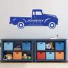 Personalized Name on Truck Vinyl Sticker - Blue