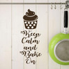 'Keep Calm and Bake On' Kitchen Quote Wall Decal - Brown