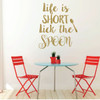 'Life is Short Lick The Spoon' Kitchen Wall Decal - Metallic Gold