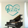 Music notes with heart vinyl sticker - turquoise