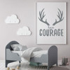 Antler Wall Decal - Have Courage - Vinyl Decor for Boys Bedroom Decoration, Playroom or Nursery Room Decor