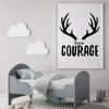 Antler Wall Decal - Have Courage - Vinyl Decor for Boys Bedroom Decoration, Playroom or Nursery Room Decor