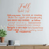 Autumn Wall Decal - 'Fall Bucket List' Vinyl Decor With the Top Things to do During the Fall Season