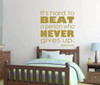 Baseball Wall Decal - Babe Ruth Quote - It's Hard To Beat A Person Who Never Gives Up - Sports Motivational Decor