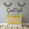 Baby Nursery Wall Decal - Good Night Lettering with Closed Eyes Vinyl Design