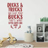 Boys Room Decor | Hunter Kids Poem | Ducks, Trucks Eight Point Bucks | Vinyl Wall Decal Decoration For Child's Bedroom or Playroom | CustomVinylDecor