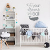 Children Sailing Wall Decal - Let Your Dreams Set Sail With Whale Silhouette - Vinyl Decorations for Boy's Bedroom, Playroom or Study Area