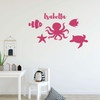 Children's Room Wall Decal - Sea Creatures Fish, Octopus, Turtle - Vinyl Decoration for Playroom, Bedroom, Home Or Nursery Decor