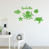 Children's Room Wall Decal - Sea Creatures Fish, Octopus, Turtle - Vinyl Decoration for Playroom, Bedroom, Home Or Nursery Decor