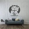 Chinese Lucky Cat Decal - Maneki-neko Japanese Beckoning Good Luck Symbol Vinyl Wall and Window Decoration