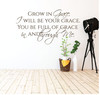 Christian Wall Decor - Grow in Grace - Scripture Art Vinyl Sticker for Living Room, Teen Girl Bedroom or Classroom Decor