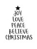 Christmas Tree Wall Decal - Joy Love Peace Believe - Holiday Vinyl Stickers for Living Room or Home Decoration