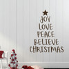 Christmas Tree Wall Decal - Joy Love Peace Believe - Holiday Vinyl Stickers for Living Room or Home Decoration