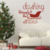 Christmas Wall Decal - Dashing Through The Snow With Sleigh Silhouette - Holiday Vinyl Stickers for Living Room or Home Decoration