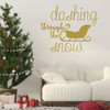 Christmas Wall Decal - Dashing Through The Snow With Sleigh Silhouette - Holiday Vinyl Stickers for Living Room or Home Decoration